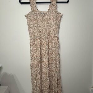 Aerie Cream Floral Midi Dress